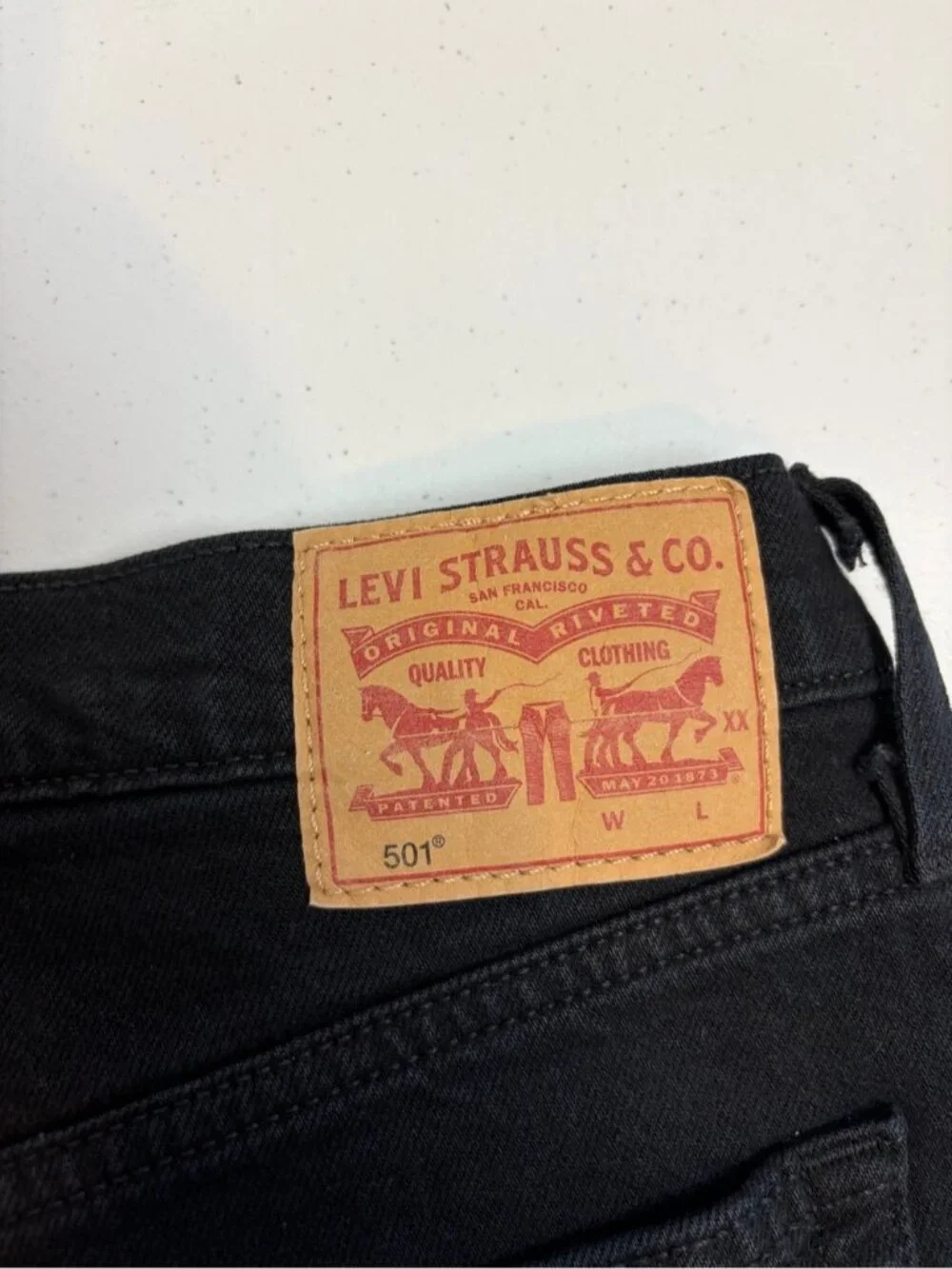 Levi's 501 Mens Button Fly Light Wash Black Straight Leg Denim 32x30 Denim